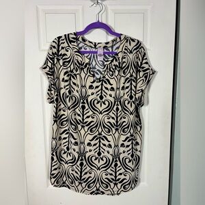 Pink Coconut Black and Cream Boho Blouse